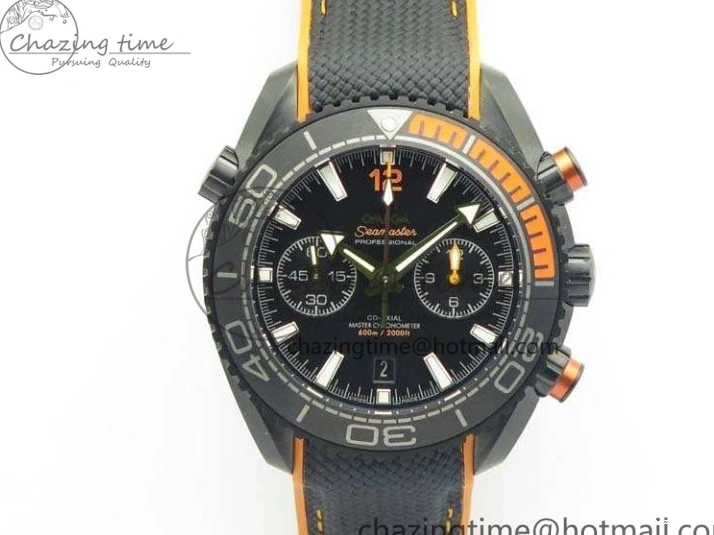 0120 Planet Ocean Master Chronometer Chrono DLC OM 1:1 Best Edition Black Dial On Nylon Strap A Chic 8103